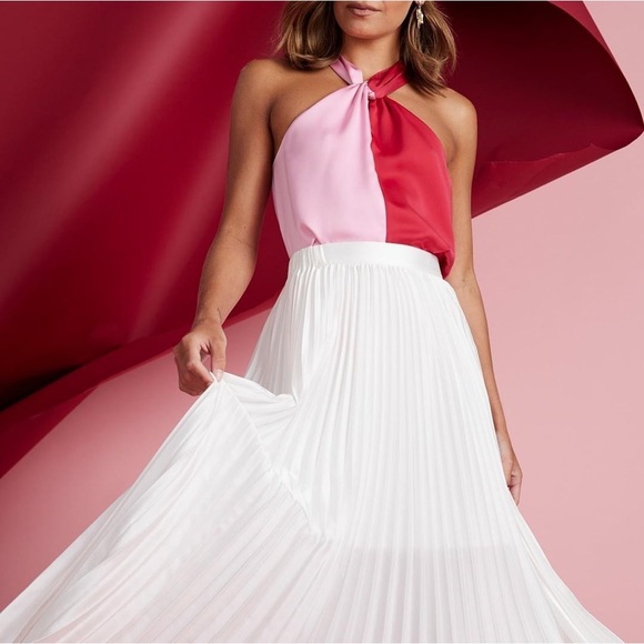 PORTMANS Spliced Pink Red Satin Halter Neck Top Blouse NWT - Picture 5 of 11